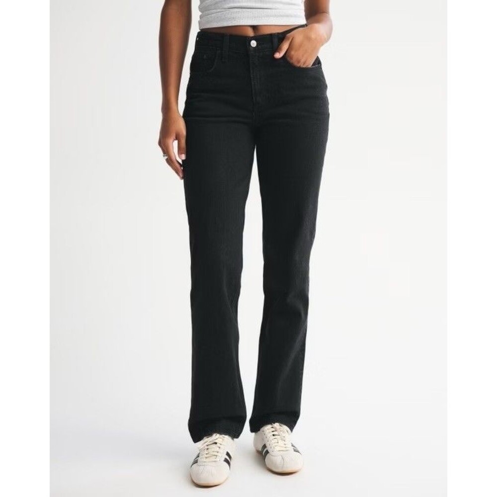 Abercrombie & Fitch Women’s Size 32 Straight Mid Rise Jeans Curve Love Black